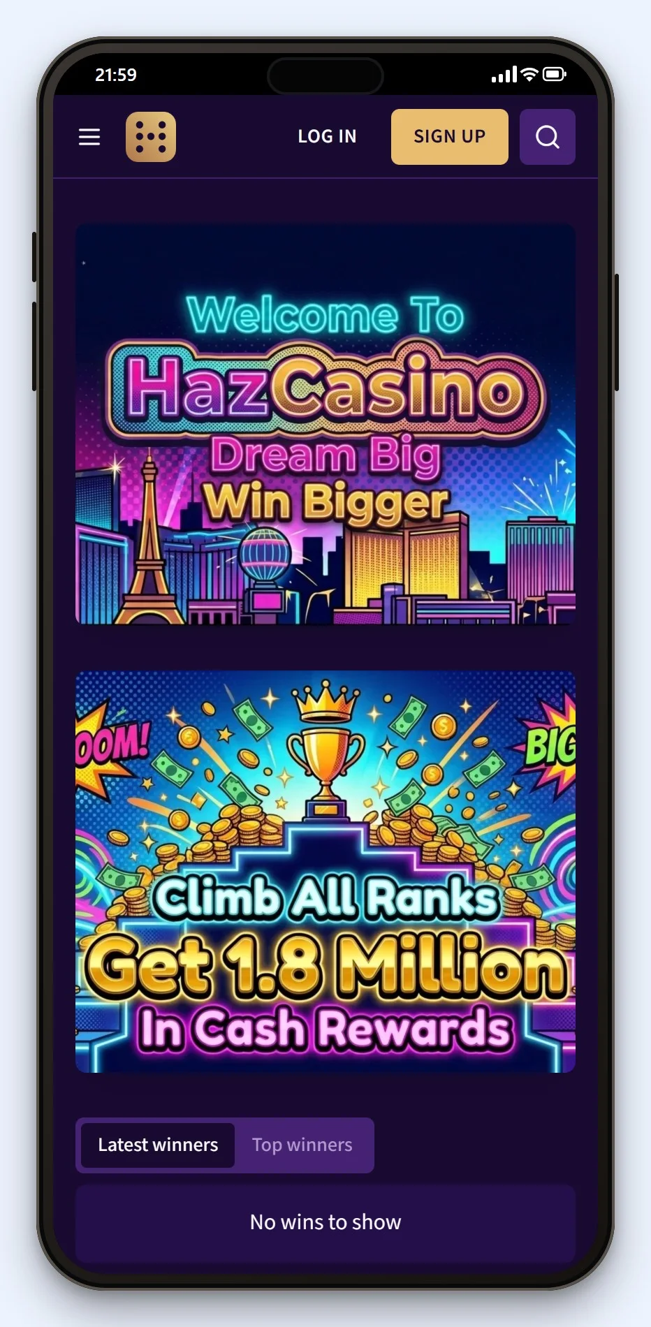 online casino met mifinity: de lobby van Haz Casino