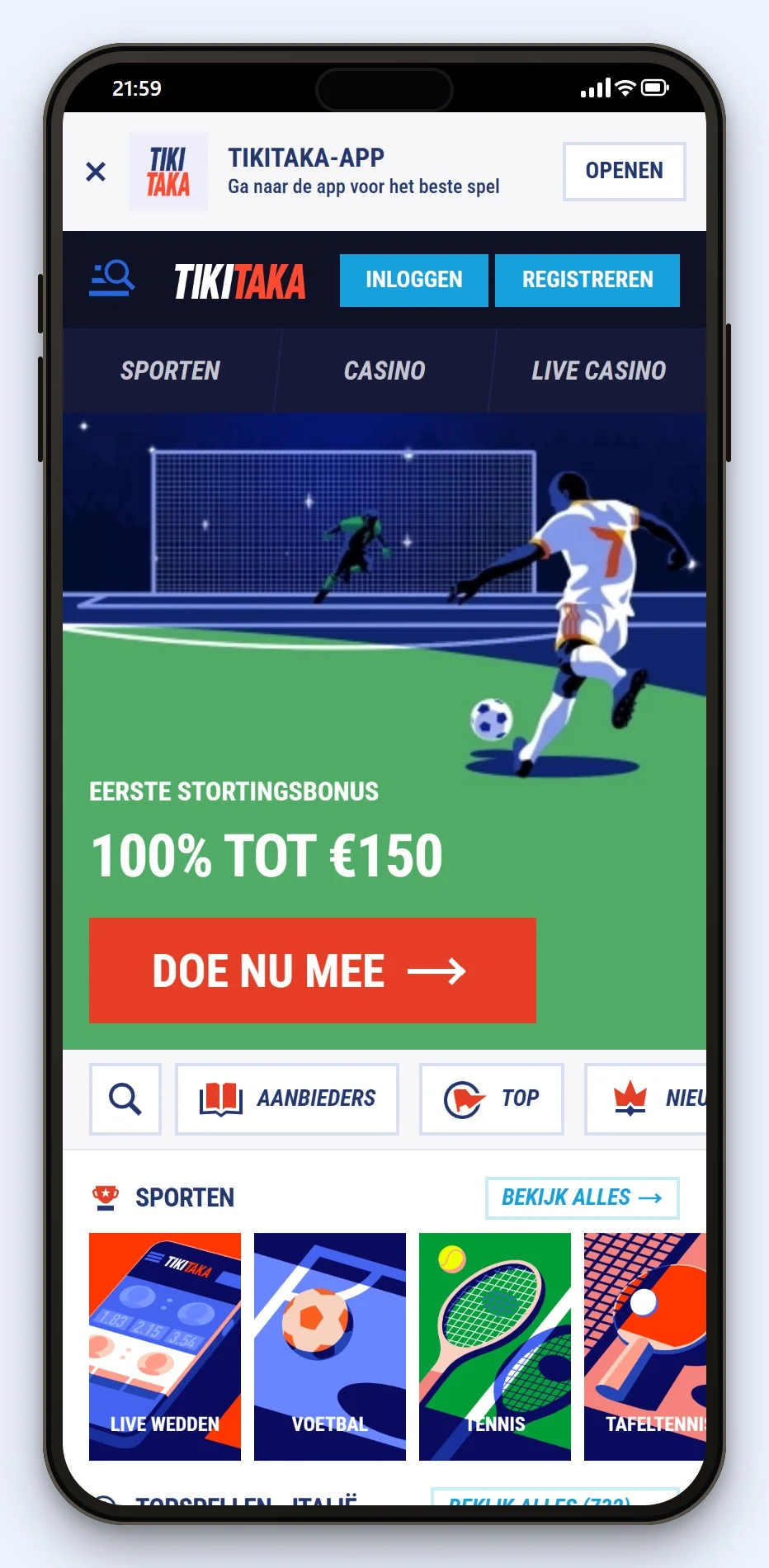 mifinity casino: de homepage van casino TikiTaka