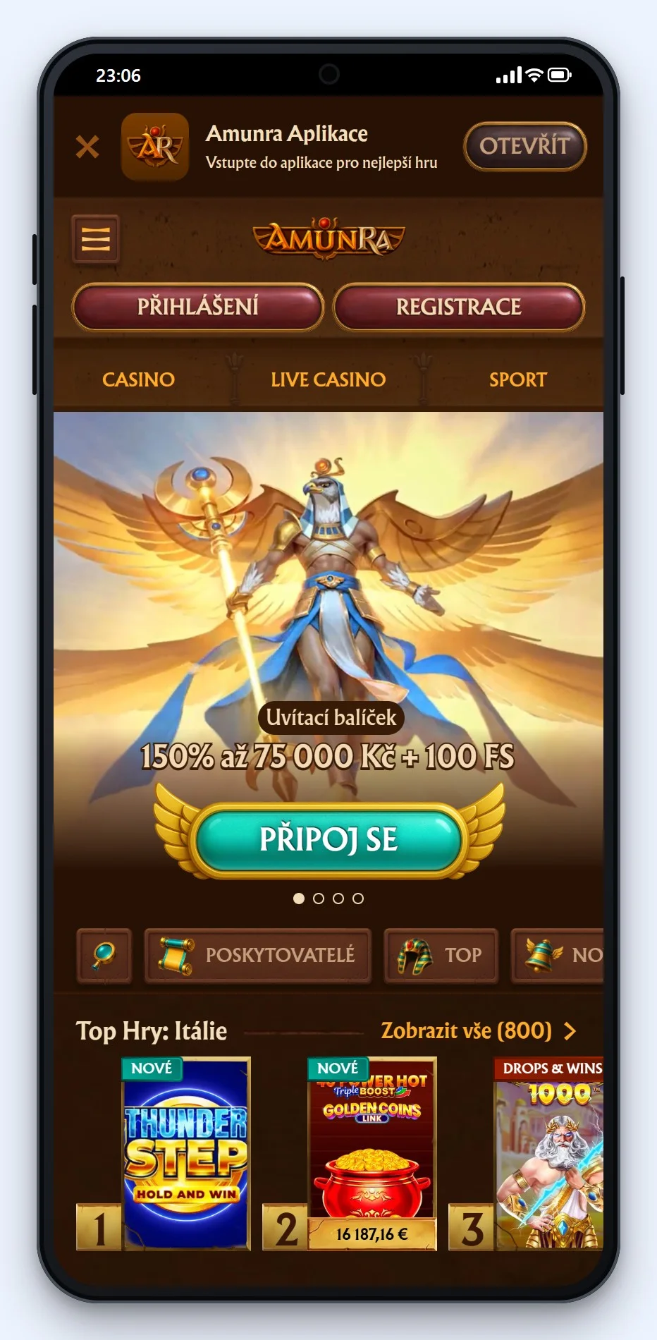 casino mifinity: úvodní stránka kasina AmunRa