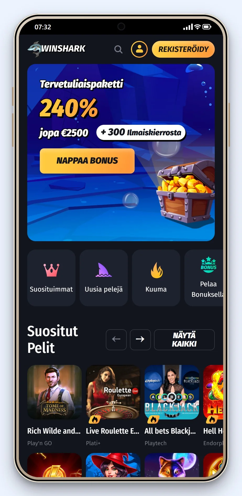 parhaat MiFinity kasinot: kasinon WinShark aula