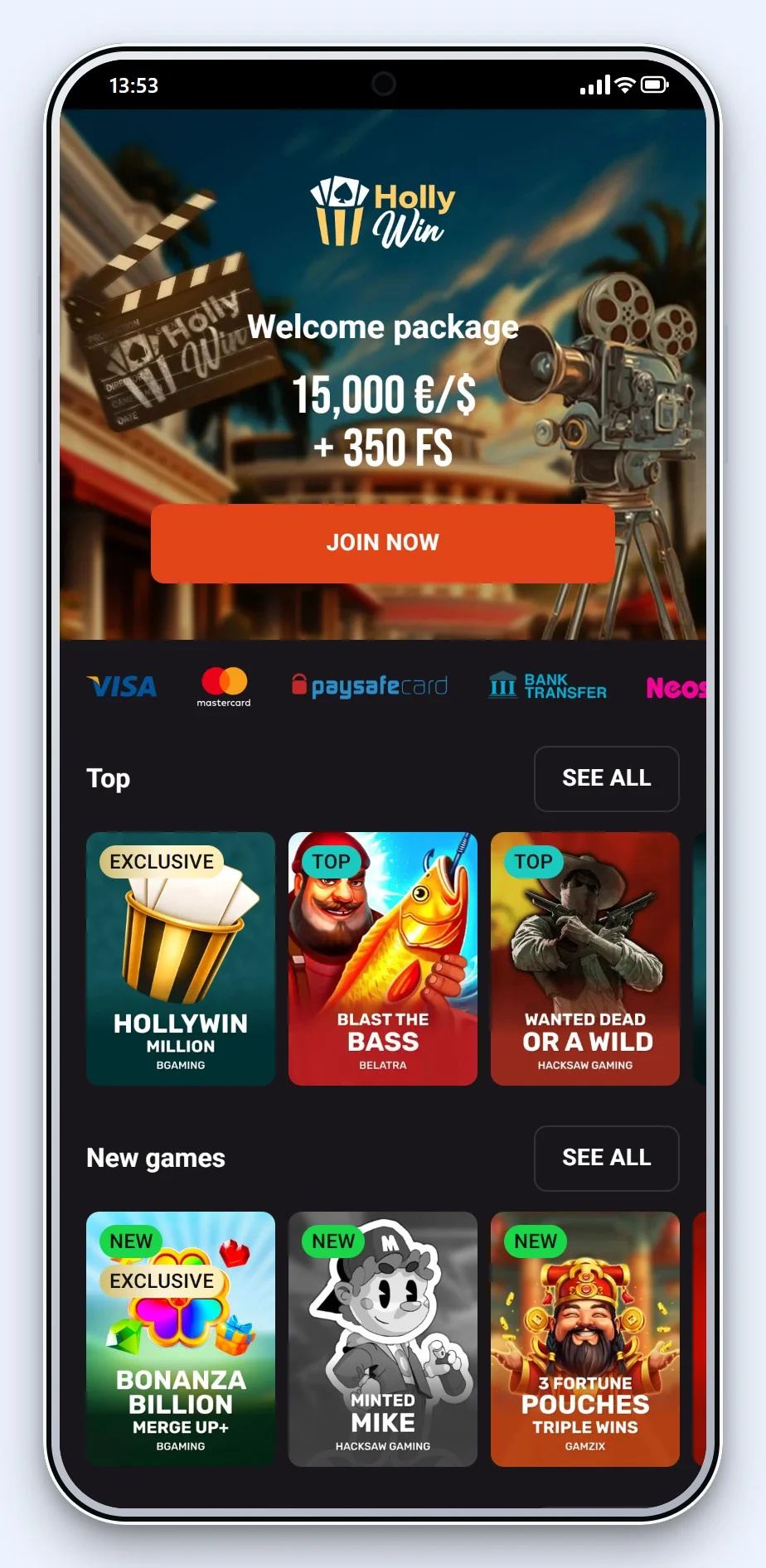 mifinity malta limited casino: de startpagina van Hollywin