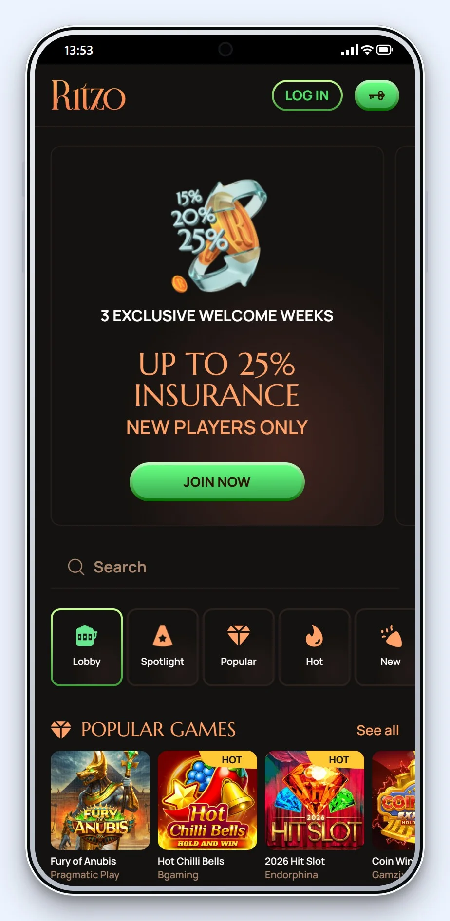 mifinity casino's: de homepage van casino Ritzo