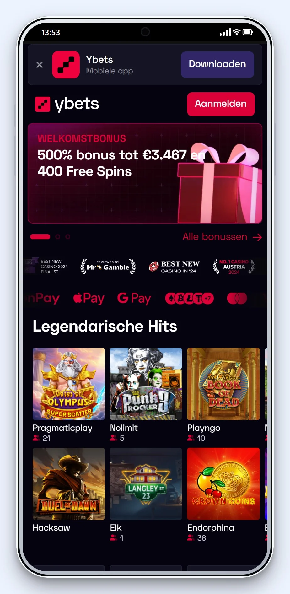 mifinity online casino: de lobby van Ybets