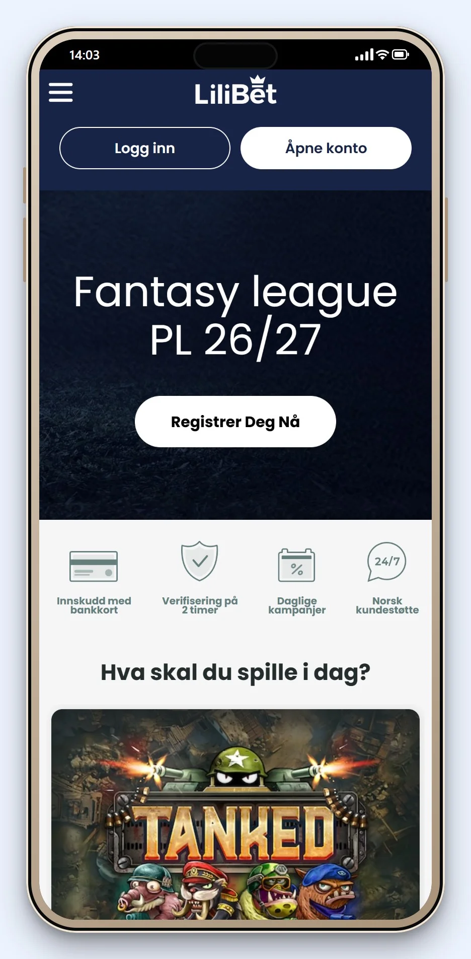 MiFinity casinoer i Norge: lobbyen hos Lilibet