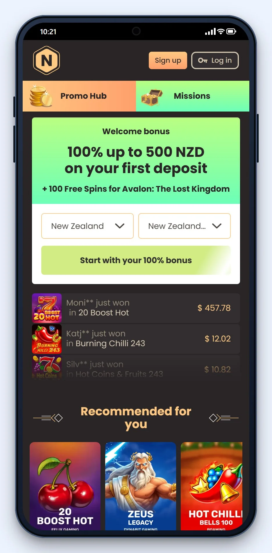 MiFinity casinos NZ: the National Casino homepage