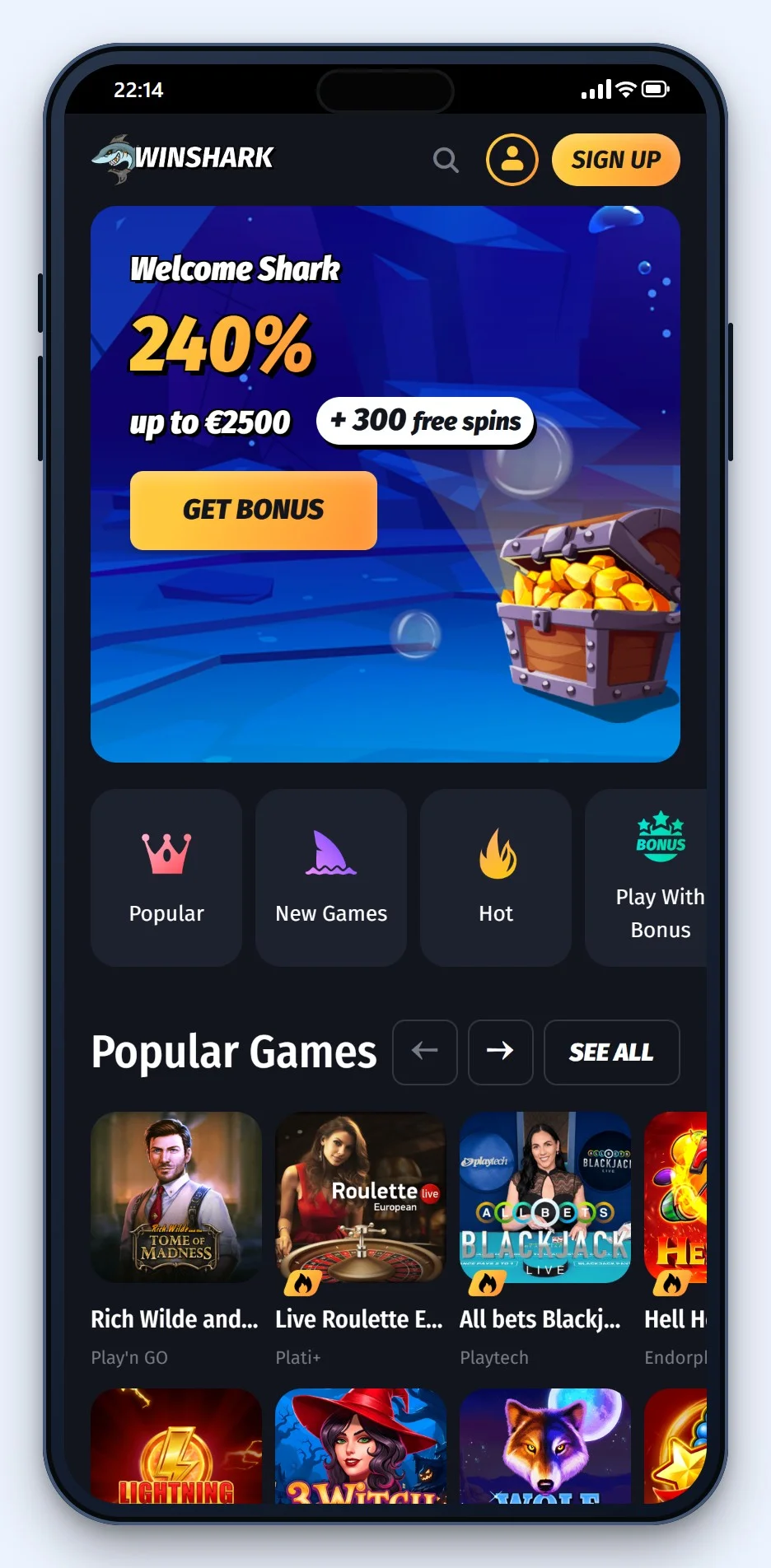 casino med mifinity: startsidan på casinot WinShark