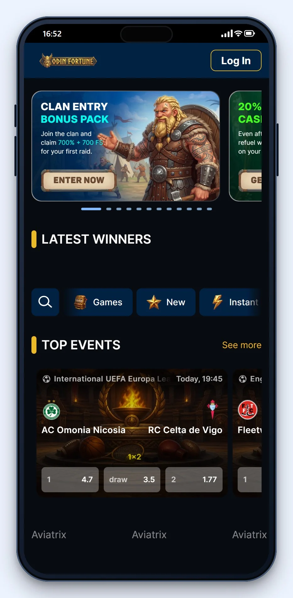 casinos that accept MiFinity: OdinFortune lobby