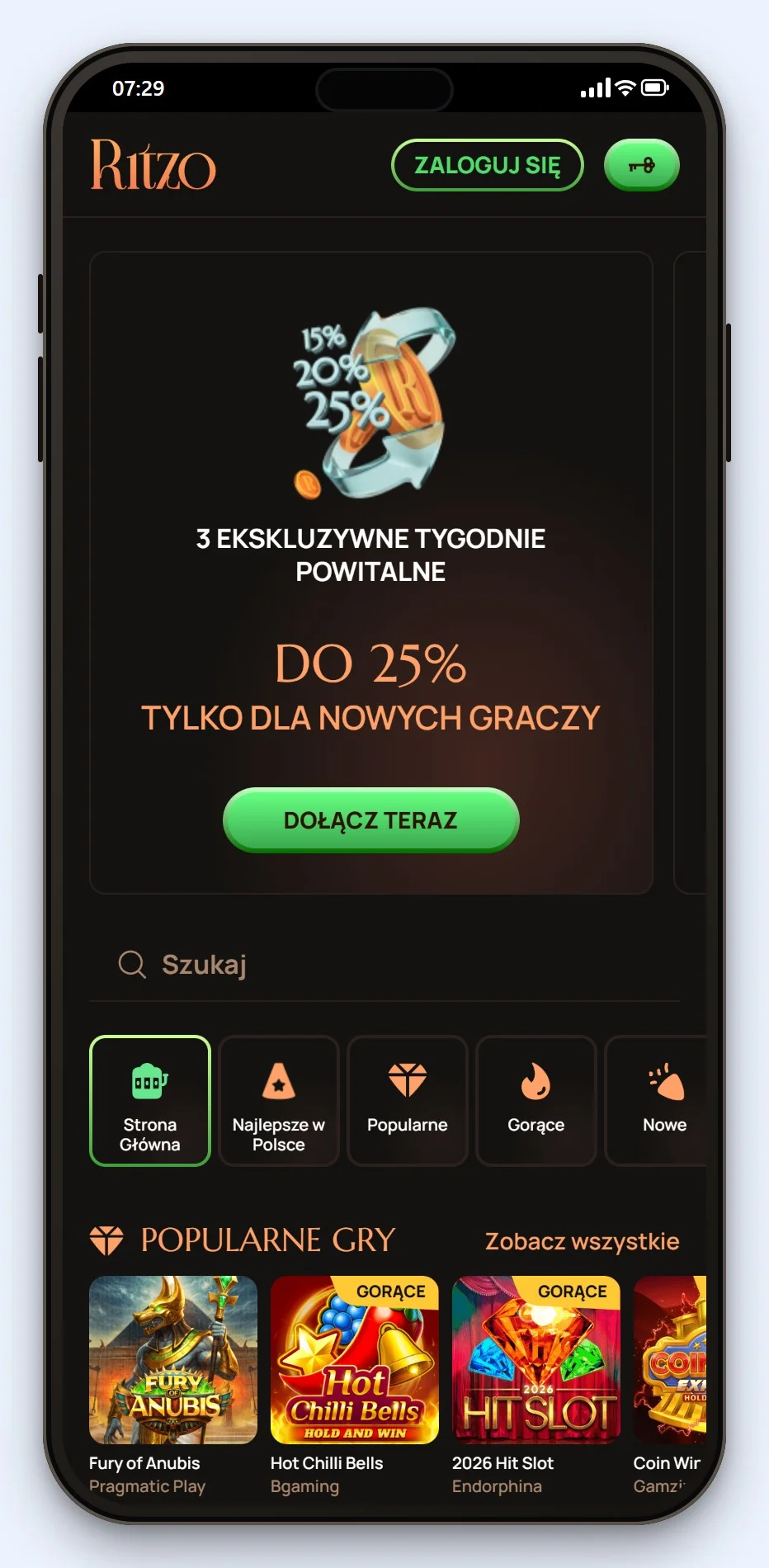 kasyna z mifinity: strona główna kasyna Ritzo