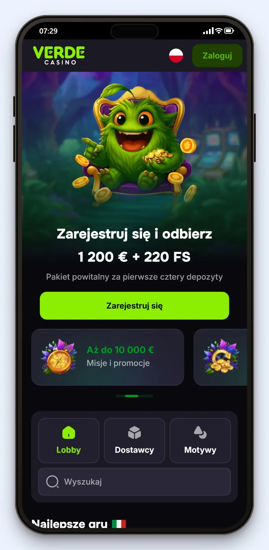 kasyno mifinity: strona główna kasyna Verde Casino